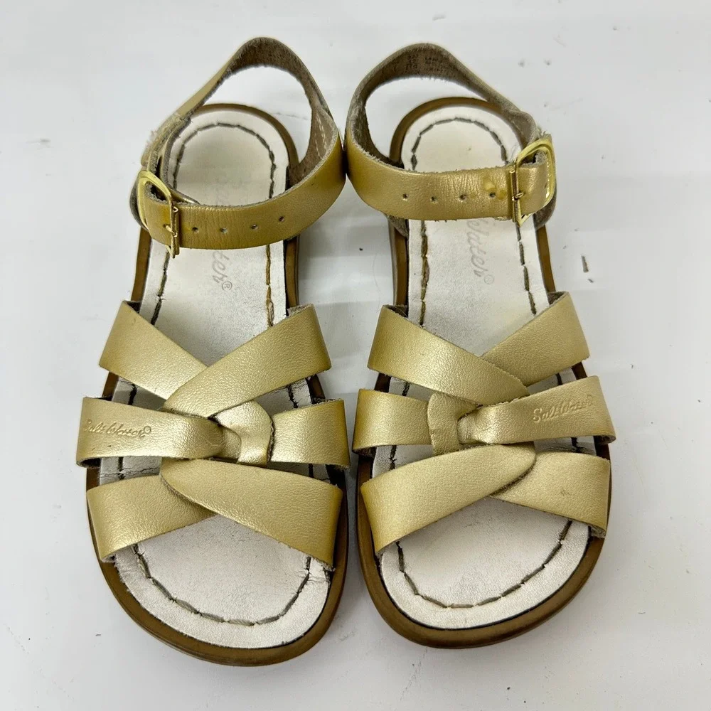 Salt Water Sandals Gold Metallic Leather Original / Girls 12